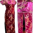 Burgundy  Dragon & Phonix Chinese Dress Evening Gown [CDL-03BY]