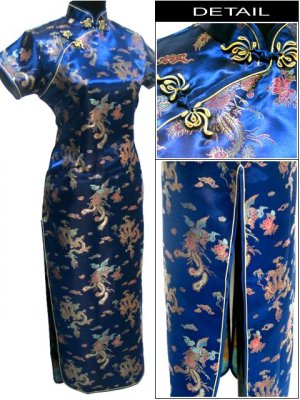 Blue Grace Chinese Dress Evening Gown [CDL-03BE]