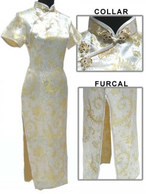 Yellow Grace Phenix tail Chinese Dress Evening Gown [CDL-04YW]