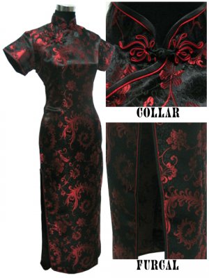 Black  Grace Phenix tail Chinese Dress Evening Gown [CDL-04BK]