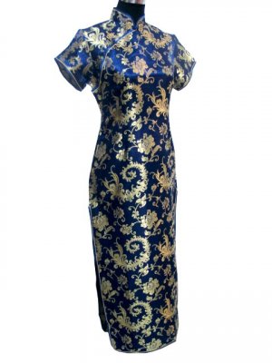 Blue Grace Phenix tail Chinese Dress Evening Gown [CDL-04BE]