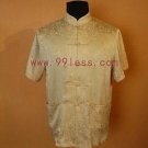 Men' Leaf Embroidered Chinese Kung Fu Shirt Gold