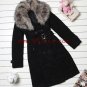 Women's Maxi-Length Button Front Down Belted Corduroy Coat - Black