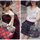 Cute Women's Leopard and Plaid Pattern Tote