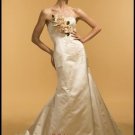 Strapless Handmade Flower Floor Length Wedding Dress Style 0024