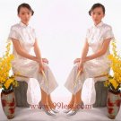 Chinese Satin White Chinese Long Dress/Chinese Gown/Oriental Style Dress 9QIP-0003