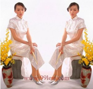 Chinese Satin White Chinese Long Dress/Chinese Gown/Oriental Style Dress 9QIP-0003