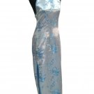 Chinese Satin Silver Chinese Long Dress/Chinese Gown/Oriental Style Dress 9QIP-0036