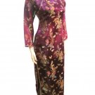 Chinese Satin Long Sleeve Burgundy Chinese Long Dress/Chinese Gown/Oriental Style Dress 9QIP-0056