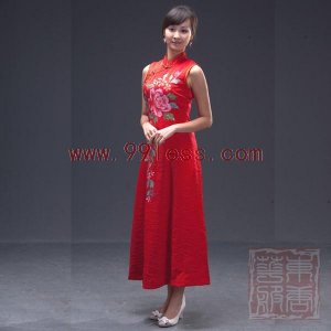 Red/Wedding Chinese Long Dress/Chinese Gown/Oriental Style Dress