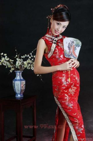 Chinese Satin Glod Gragon and Phenix Red/Wedding Chinese Long Dress/Chinese Gown/