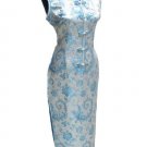 Chinese Satin White/Baby Blue Chinese Long Dress/Chinese Gown/Oriental Style Dress
