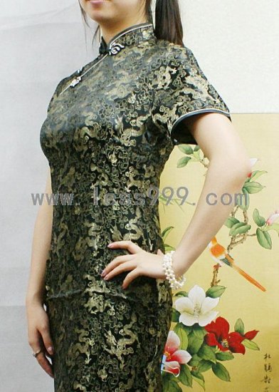 Black Ceremonial Chinese Long Dress/Chinese Gown