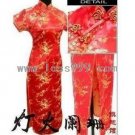 Red Plum Oblique Lapel Short-sleeved Chinese Long Dress/Chinese Gown/Oriental Style Dress