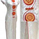 Chinese Satin White Chinese Long Dress/Chinese Gown/Oriental Style Dress 9QIP-0356
