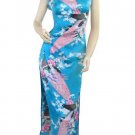 Chinese Satin Lake Blue Chinese Long Dress/Chinese Gown/Oriental Style Dress 9QIP-0146