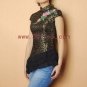 Aristocratic Women's Rose Embroidered Chinese Shirt with Ruffle