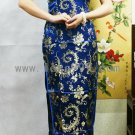 Blue Pteris Oblique Lapel Chinese Long Dress/Chinese Gown/Oriental Style Dress
