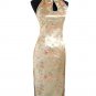 Chinese Satin Golden Chinese Long Dress/Chinese Gown/Oriental Style Dress Backless 9QIP-0124