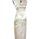 Chinese Satin Silver Chinese Long Dress/Chinese Gown/Oriental Style Dress 9QIP-0058