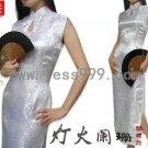 Red Brocade Pteris Flowers Drip Collar Chinese Long Wedding Dress/Chinese Gown/Oriental Style Dress