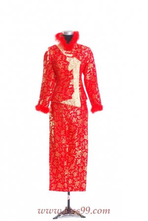 Red/Wedding Chinese Long Dress/Chinese Gown/Oriental Style Dress 9QIP-0273