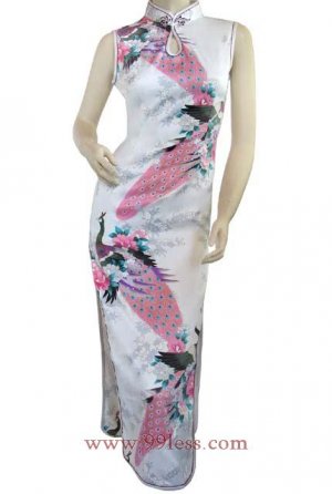 Chinese Silk White Chinese Long Dress/Chinese Gown/Oriental Style Dress 9QIP-0145