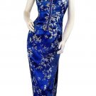 Chinese Satin Prussian Blue Chinese Long Dress/Chinese Gown/Oriental Style Dress 9QIP-0144