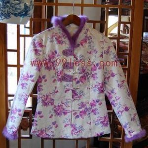 Aristocratic Women's Rabbit Hair Trim Chinese Jacket