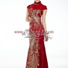 Mercerized cotton Red/Wedding Chinese Long Dress/Chinese Gown/Oriental Style Dress