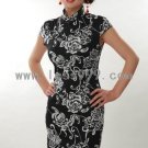 Black Cotton Batik Printing Chinese Mini Dress