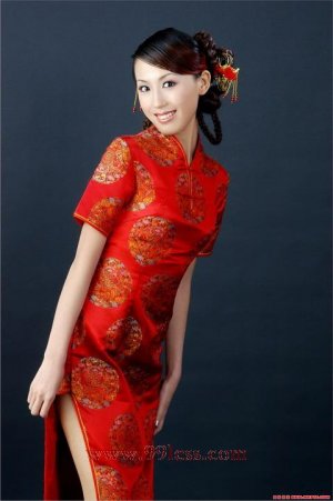 Chinese Satin Red/Wedding Chinese Long Dress/Chinese Gown/Oriental Style Dress 9QIP-0260