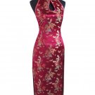 Chinese Satin Burgundy Backless Chinese Long Dress/Chinese Gown/Oriental Style Dress 9QIP-0123