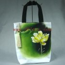 Chinese Printing Satchel With Green Lotus Pattern