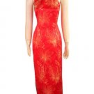 Satin Red/Wedding  Backless/Chinese Long Dress/Oriental Style Dress