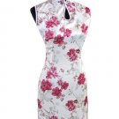 Chinese Silk Flower Dress White&Red 9QIP-0306 /Chinese Gown/Oriental Style Dresses