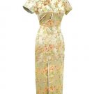 Chinese Satin Golden Chinese Long Dress/Chinese Gown/Oriental Style Dress 9QIP-0095