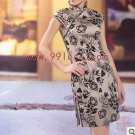 Cotton Flora Print Chinese  Mini Dress/Chinese Gown/Oriental Style Dresses