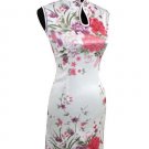 Silk White&Red Flower Chinese Mini Dress 9QIP-0305 /Chinese Gown/Oriental Style Dresses