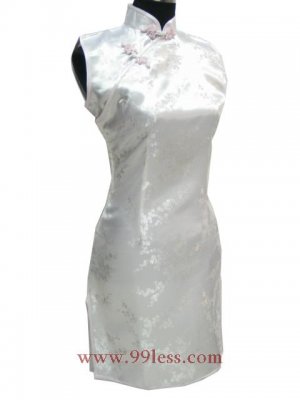Cute Mini Chinese Dress White 9QIP-0178