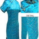Satin Floral Print Chinese Mini Dress/Chinese Gown/Oriental Style Dress/Cheongsam