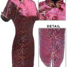 Satin Floral Print Chinese Mini Dress/Chinese Gown/Oriental Style Dress/Cheongsam
