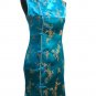 Satin Gold Butterfly Pattern Chinese Mini Dress/Chinese Gown/Oriental Style Dress/Cheongsam-Blue