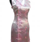 Satin Butterfly Pattern Chinese Mini Dress/Chinese Gown/Oriental Style Dress/Cheongsam-Golden