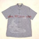 Men's Shadow Plaid Chinese Shirt Embroidered with Dragon