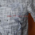 Men's Shadow Plaid Chinese Shirt Patterned with Dragon