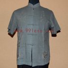Men's Chinese Shirt with Chinese Character Emboidery Gray