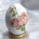 White shabby chic Easter egg handmade gift decoupage home decor rose interior ornament