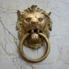 Vintage Lion Knocker Handle Victorian heavy brass door gate Chest Ring Pull
