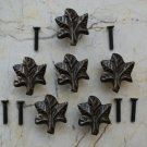 Handmade Cast Iron Leaf cabinet drawer door knobs handles pull rustic Knob 6 pcs